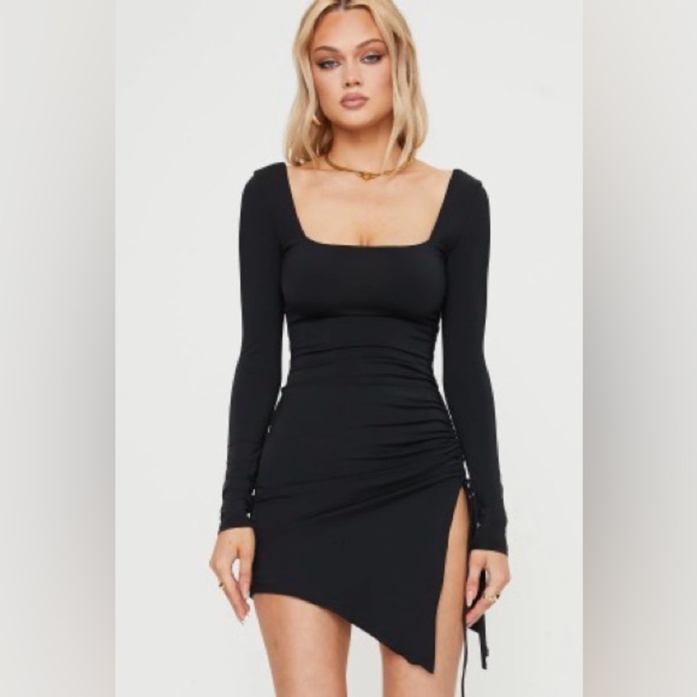 Princess Polly Caprani Long Sleeve Mini Dress Black - US 6 / Black